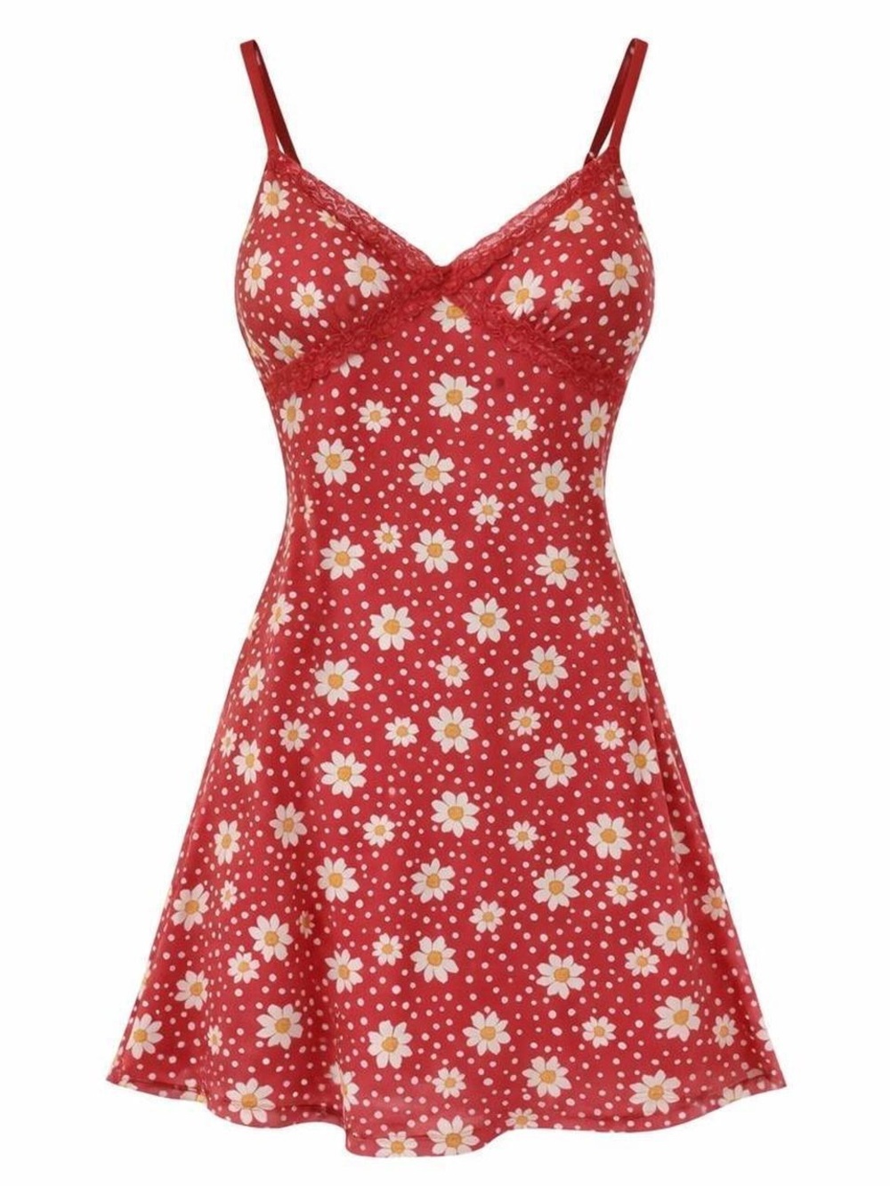 Orange Daisy Slip Dress with White Polka Dots